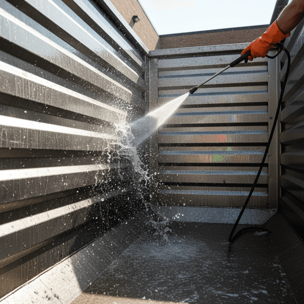 Cleaner using a high-pressure spray nozzle on a residential sump opening